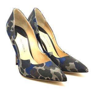 Paul Andrew Camouflage Heels in Black, Gray, and Blue 381/2